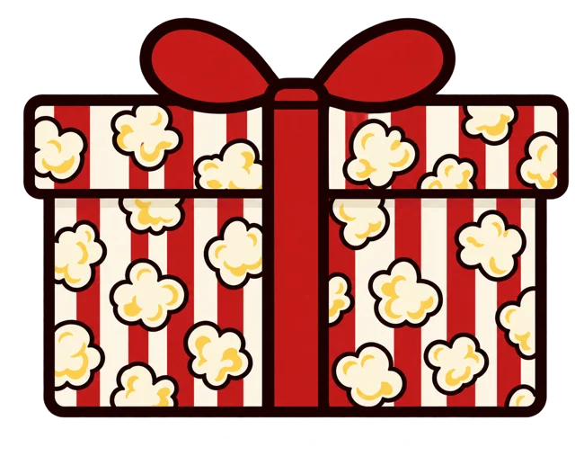 Popcorn Flavor of the Month Box wrapped in red and white popcorn stripes