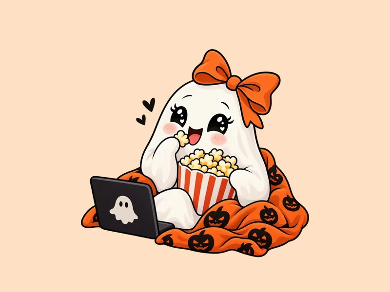 The Nibblers ghost eating popcorn on movie night
