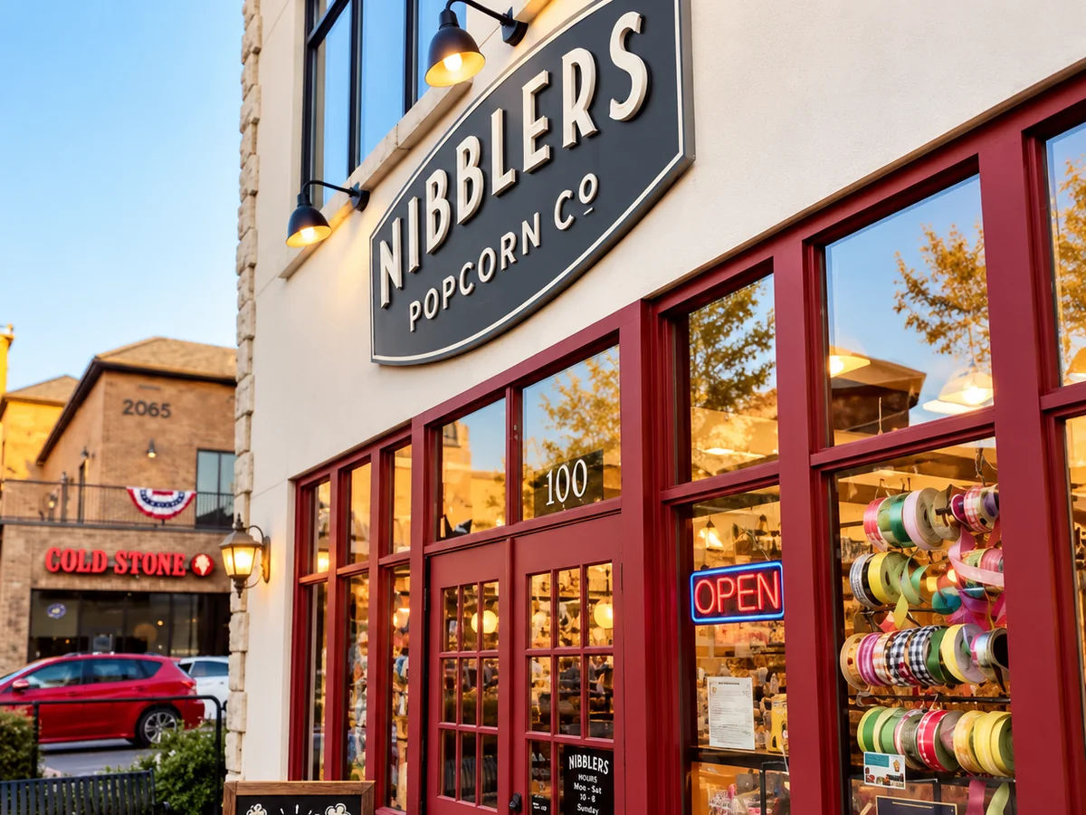 The Nibblers Popcorn Co. storefront in El Dorado Hills Town Center