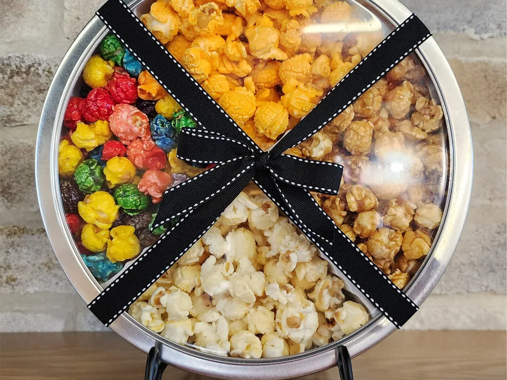 A Nibblers Gift Wheel with four popcorn flavors